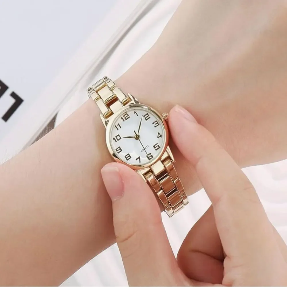 Vintage Gold Bracelet Watch Women’s Small Quartz Analog Waterproof 26mm 90s Vibe